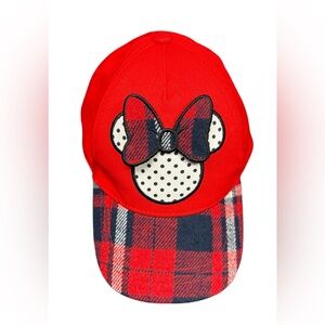 Disney Minnie Mouse Plaid Baseball Cap Red Bow One Size Kids